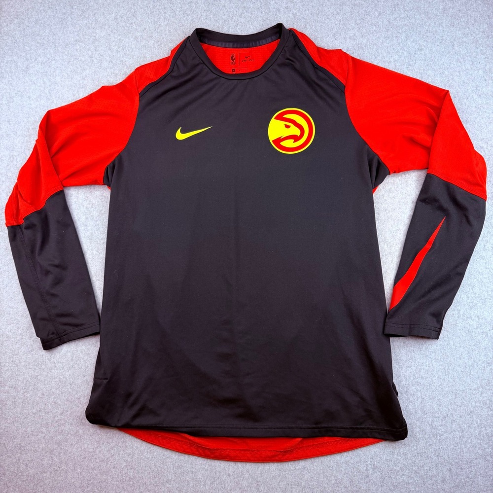 Nike Atlanta Hawks NBA Dri-FIT Long Sleeve Shooting Shirt Black Red Men's Large